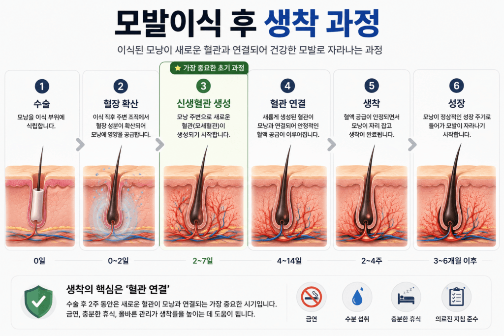 모발이식 후 생착 과정과 신생혈관 생성 과정