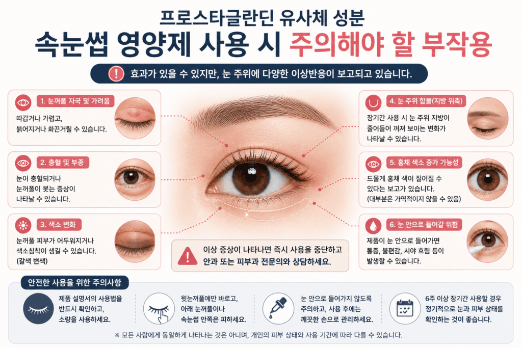 프로스타글란딘 유사체 속눈썹 영양제 사용 시 주의해야 할 눈 주변 부작용