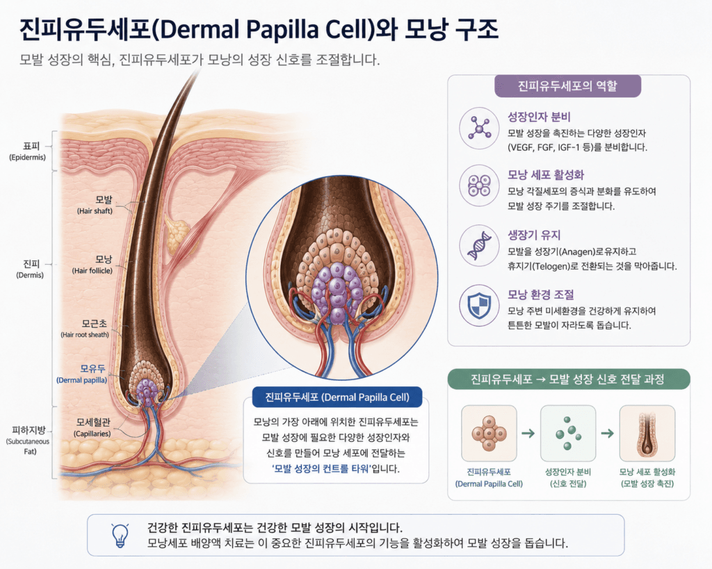 진피유두세포와 모발 성장 구조