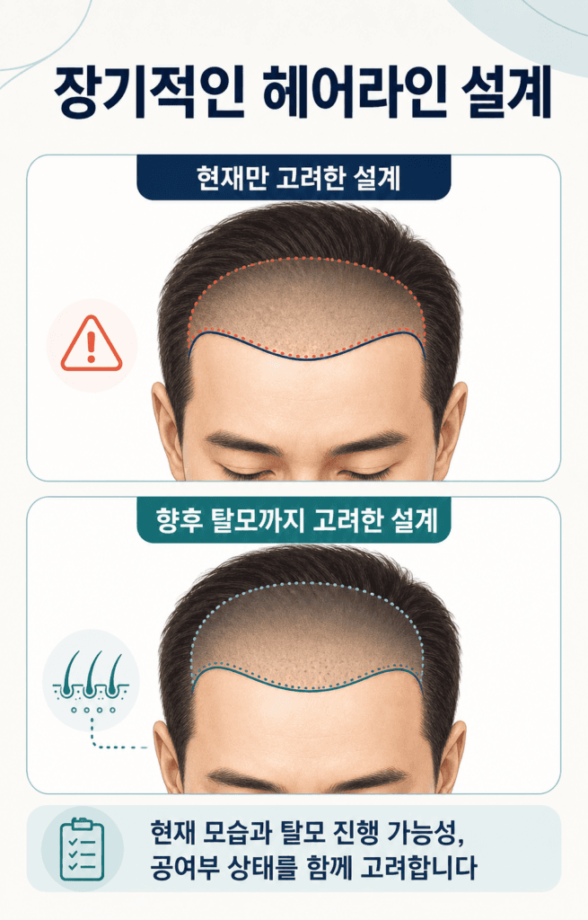 탈모 진행 단계를 고려한 모발이식 헤어라인 디자인