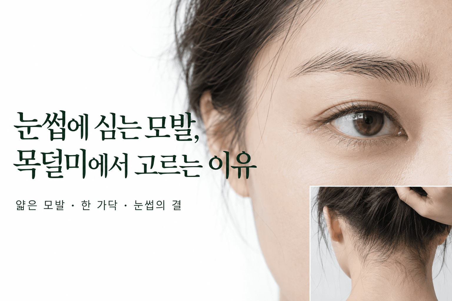 눈썹이식, 어떤 모발을 심느냐가 중요합니다|목덜미의 얇은 모발을 사용하는 이유