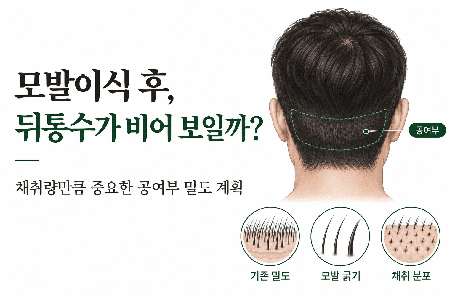 모발이식 후 뒤통수가 비어 보일까? 공여부 채취량과 밀도 계획